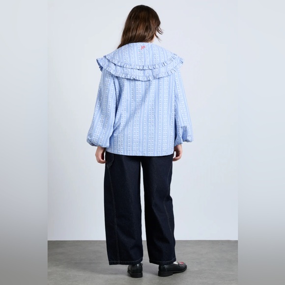 Blue Ruffled Women's Top - Picture 3 of 3